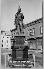 Ishpeming MI~Big Old Ish Indian Monument Drinking Fountain~Wylie Loans~1952 RPPC picture