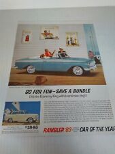 1963 Vintage Print Ad Rambler American 440 Blue Convertible Car Of The Year picture