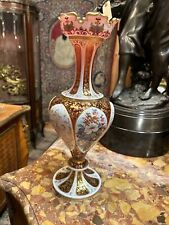 Large Bohemian Moser Overlay Glass Vase, 19 C. 16 Inches Tall picture