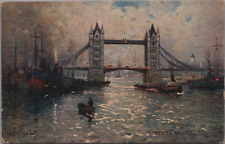 Tucks Oilette Tower Bridge London England Boats Sailing Ships A. De Breanski Jr. picture