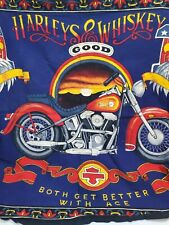 Vintage 'Harleys & Whiskey' 100% Cotton Tapestry Made In Turkey Approx 50x33in  picture