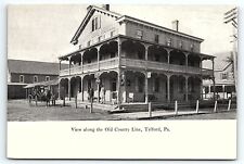 c1910 TELFORD PA COUNTY LINE HOTEL VIEW HORSE AND CARRIAGE EARLY POSTCARD P4085 picture