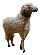 Antique German Putz Matchstick Christmas Sheep, Wooden Legs & Composition Face picture