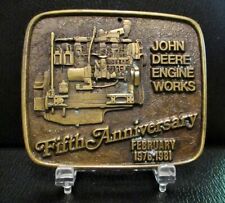 John Deere Engine Works Waterloo IA Medallion 5th Anniversary 1976 1981 Brass jd picture