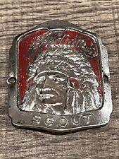 RARE HTF Vintage 1952 Indian motorcycle bicycle head badge metal SCOUT emblem picture