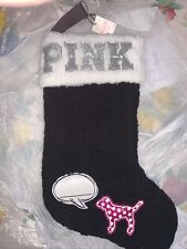 VICTORIA’S SECRET - PINK - Christmas Stocking.  Black/White/Pink Dog. NEW.    B picture
