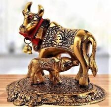 Handcrafted Metal Kamdhenu Cow & Calf Statue picture