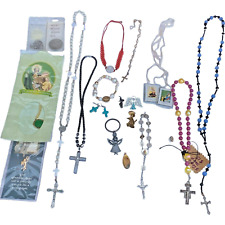 Vintage Religious Catholic Rosary Necklace Pins Jewelry lot picture
