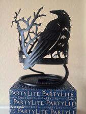 NEW PartyLite Black Raven Metal Jar Candle Holder Open Box picture