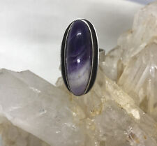Multifaceted Purple & White Amythyst WWL Modernist movement Size 6 Sterling Ring picture