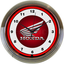 Neon Clock sign Honda Motorcycle Wings Racing Performance Garage wall lamp light picture
