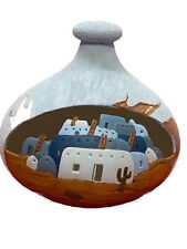 Southwestern Native American Style HandPainted Clay Lighted Pottery Vase 10”x10” picture