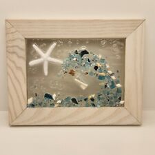 Resin & Glass frame ocean scene Message In A Bottle Sea Glass Starfish Wave picture