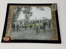 Glass Magic Lantern Slide MHP TRIBE LEAVES CAMP IN FULL FEATHER HORSES DECORATIO picture
