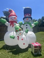 Rare Gemmy 12FT Christmas Airblown Inflatable Snowman Family  picture