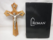 NEW Roman Crucifix Jesus on Cross, Wood & Metal wall hanging 11.75