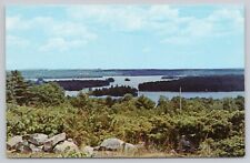 Damariscotta Maine, Lake from Bunker Hill, Muscongus Bay, Vintage Postcard picture