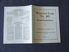 Waterford Pennsylvania PA Waterford Free Mason Lodge 425 Masonic Program 1951 picture