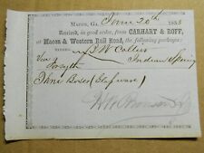SCARCE 1853 Macon Western Railroad 1846-1872 Georgia - Carhart & Roff business picture