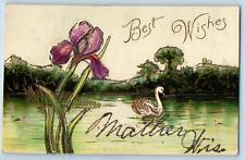c1950's Best Wishes Mather Flower Swan Lake Wisconsin WI Correspondence Postcard picture