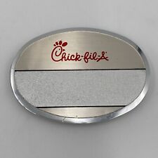 Chick-Fil-A Employee Uniform Oval Name Tag Badge Pin Magnetic Blank Silver picture