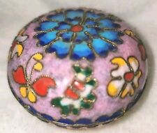 vintage China Floral cloisonné enamel trinket Jewelry box Domed Lid Floral Motif picture