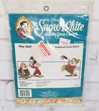Snow White Dwarf Play Ball Cross Stitch DisneyBaseball Vintage Arts Crafts New picture