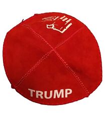 TRUMP Red Leather Kippah Kipa Jewish Yarmulke Hat Head Cover Jews for Trump picture