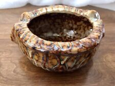 Vintage MCM Mid Century Modern Olive Brown Ceramic Shell Bowl Shiny Container picture