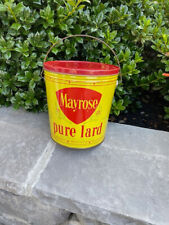 1960s Mayrose Lard 8lb Can Empty St Louis Independent Pkg Co Yellow  w/Lid picture
