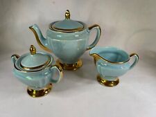 Vintage CG 22 Kt Gold and Iridescent Teal China Tea and Sugar Pot Set - 5047 picture
