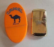 VTG Camel Lighter Lot Of 2 Orange Plastic Gold Tone Flip Top 90s picture