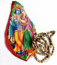 Beautiful Prayer Bag Radha Krishna Jholi with Tulsi Rosary Beads Knotted Bead picture