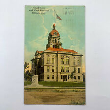 Postcard Montana Billings MT Court House Webb Fountain 1914 Posted Divided Back picture
