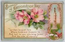 Souvenir Decoration Memorial Day Winsch Back Postcard 1910's Flowers Monument picture
