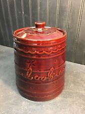 VTG Ceramic Hull Oven Proof Brown Drip Cookie Jar 8 inches Tall Great Condition  picture