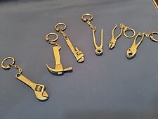 Vintage Lot 6 Mini Novelty Hardware Mechanic Tools Keychain Ring Hammer Wrench picture