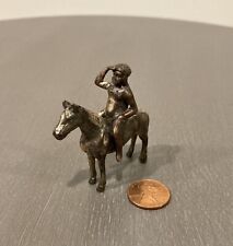 Vintage Japan 2” Miniature Horse Native American Indian Rider Bronze Copper picture
