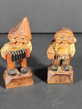 Vintage Anri Wooden Hand Carved Men 1 1/2 Inches Tall. Made in Italy picture