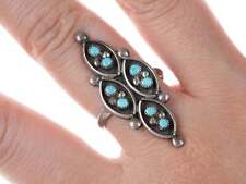 sz7.75 c1950's Zuni silver turquoise snake eye ring picture
