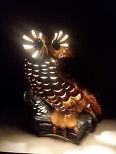 Large Vintage Ceramic Owl 21” Large Light Up Boho Retro picture