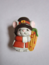 VTG Hallmark Brooch Pin Pilgrim Mouse Corn Thanksgiving Fall Autumn  picture
