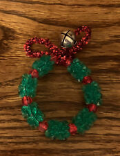 Handmade Beaded Sequin Push Pin Christmas Wreath With Bell Ornament picture