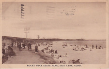 Vintage Rocky Neck State Park East Lyme Connecticut 1936 Postcard Ocean Beach picture