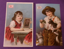 2 VICTORIAN TRADE CARDS PEARLINE SOAP NEW YORK COLORFUL SCRAPBOOKING CRAFTS picture