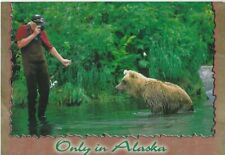 Only in Alaska Postcard Fisherman Records Encounter With A Baby Brown Bear picture