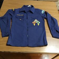 Boy Scouts America Shirt Boys Youth 14 Blue Long Sleeve Badges Patches Vtg READ picture