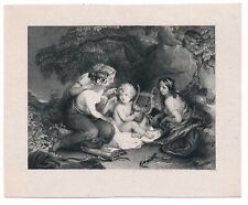 1828 Engraving: Cupid Taught by the Graces, Engraved by JC Edwards picture