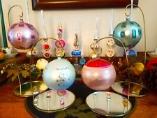 Vintage Lanissa Jumbo Mercury Glass Christmas Balls with Display Stands picture