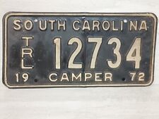 Vintage 1972 SOUTH CAROLINA, SC, Camper, Trailer  TRL License Plate 12734 (Read) picture